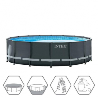 Каркасный бассейн INTEX ULTRA FRAME 26326 488х122см, фильтр-насос, лестница, тент, подстилка Каркасный бассейн INTEX ULTRA FRAME 26326 488х122см, фильтр-насос, лестница, тент, подстилка