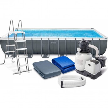 Каркасный бассейн INTEX ULTRA FRAME 26364 732х366х132см, фильтр-насос, лестница, тент, подстилка Каркасный бассейн INTEX ULTRA FRAME 26364 732х366х132см, фильтр-насос, лестница, тент, подстилка